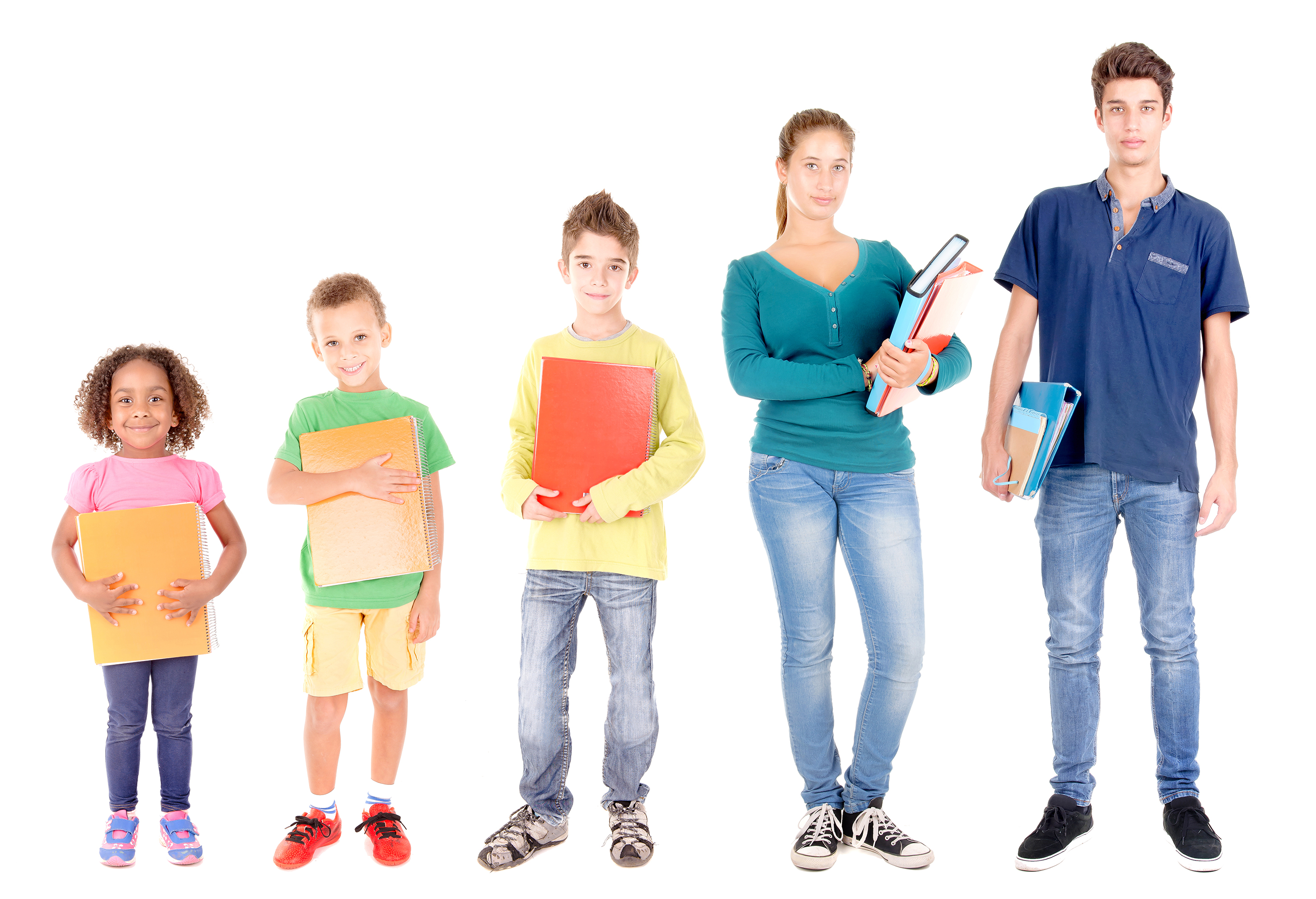 Groep kinderen van jong tot oud 
